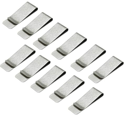 Geldklammern Set Edelstahl Geldscheinklammer Silber Geldclip Geld Klammer für Geldscheine Quittung Note Kreditkarte 52x20mm (11 Stück)