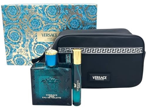 Versace Eros Confezione Regalo Uomo Profumo Eau De Toilette 100 ml Profumo Travel Size 10 ml e Pochette