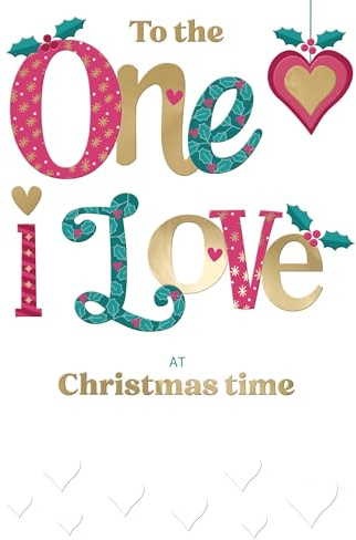 to The One I Love Festive Cheer Heart Bauble Christmas Greeting Card XFC039
