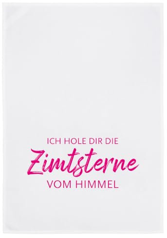 Geschirrtuch weiß, ich hole dir die Zimtsterne vom Himmel in Pink
