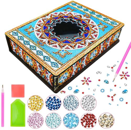 KBIBCK Diamond Painting MH202 - Boîte à bijoux DIY - Boîte à bijoux - Boîte à bijoux DIY - Diamant Mandala - Peinture diamant - Boîte de rangement - Cadeau pour fille