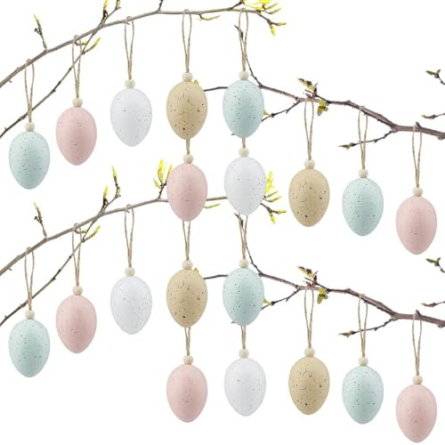 Ostereier Zum Aufhängen, 16PCS Ostern Deko Ostereier Zum Aufhängen Draußen Plastikeier Bunt Ostern Dekoration Ostereier Draußen Osterdeko Outdoor Easter Egg Kunststoff Ostereier für Draußen