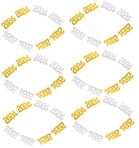 SHINEOFI 2024 Party Confetti Decorative Numbers Glitter Table Scatters Gold Silver 30g Multipurpose Party Decor Photo Props for New Year Eve Celebration 2pcs