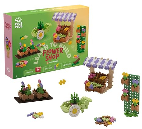 Plus-Plus 4336 Geniales Konstruktionsspielzeug, Learn to Build Blumenladen Bauset, Kreativ-Bausteine, Bausteinset für Kinder ab 5 Jahren, 600 Teile