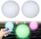 SKIKHN 2 Piezas Luces Flotantes para Piscina, Luz Flotante Piscina Lmpermeable IP68, Bolas LED Decorativas, 16 Cambios de Color, para Exteriores Jardín Césped Piscina Patio