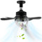 Ventilador de Casquillo con Luz LED, Ventilador de Techo con Base E27, 5 Palas, Motor DC 6 Velocidades Regulable, 6000K, ideal para baños, dormitorios, garajes, lavanderías y cocinas (Negro, 40 CM)