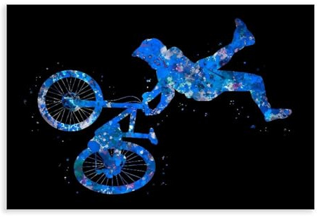 Aquarell-Poster, Motiv: Downhill Bike, Freestyle, Leinwand, Poster, Schlafzimmer, Dekoration, Landschaft, Büro, Raumdekoration, Geschenk, Unrahmen: 40 x 60 cm