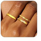 Aidenn 3 Stück Ring Gold 925 Damen Ringe Frauen Cubic Zirkonia Verlobungsring Damen Verstellbare Statement Ring Damen Stapelbare Daumenring Fingerring Set Schmuck