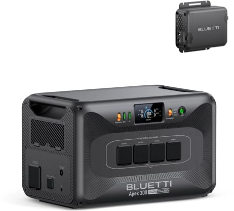BLUETTI Apex 300 + Charger 1 2764Wh & 3840W Générateur Électrique Portable | Chargeur alternateur 560W, recharge 5,5h. 4 prises CA. Pour camping, urgence, vacances.