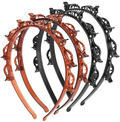 4 Stück Haarreif mit Klammern, Double Bangs Hairstyle Hairpin, Haarreifen mit Klammern Feste Frisur, Bangs Hairstyle Hairpin für Haarreifen Mädchen Outdoor-Sport, Styling und Partys