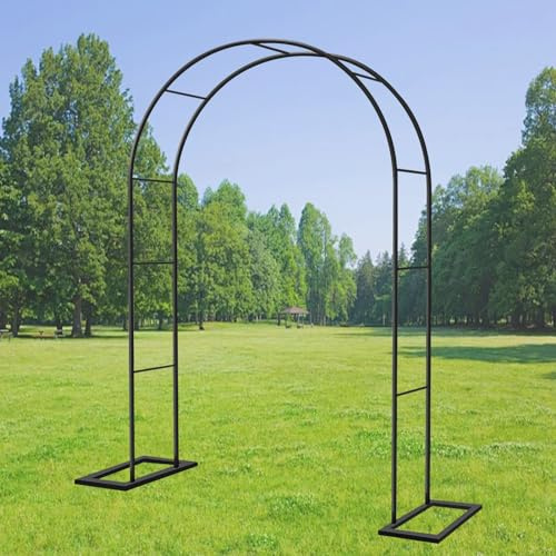 Rankgitter mit hohem Gartenbogen, Metall-Pergola für Kletterpflanzen, Hochzeitsblumenbogen, Rosenspalier, röhrenförmiges Baldachin mit Kugel, Outdoor-Dekor (Größe: 240 x 220 x 40 cm)