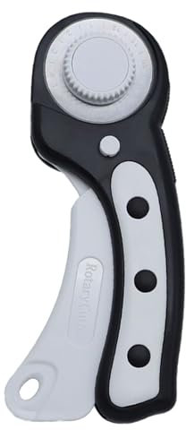 Penlimly Cutter Rotatif, Cutter Rotatif Tissu 45mm avec Manche Ergonomique, Accessoire avec Verrou Sécurité pour Cuir Tissu Feutre Papier