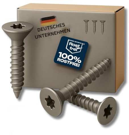Spanplattenschraube Torx V2A Edelstahl rostfrei Senkkopf, Teilgewinde, für innen und außen, Holzschraube 4, 5, 6 und 8 Holz, Wand, Montagearbeiten