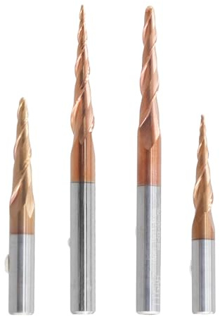 Gokoti 4 Pièces Fraise à Bout Conique en Spirale en Carbure, Tige de 6mm, Mèche de Routeur pour le Travail Du Bois, Mèches de Sculpture CNC, Fraise à Bois