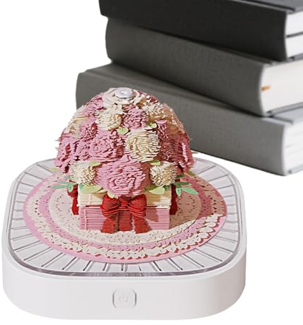 Kalender Notizblock 3D – Skulptur aus Papier Rosa Kunst abnehmbar – dekorativer Kalender aus geschnitztem Papier – für Deko Zuhause Party der Verliebten Weihnachten Schüler Kinder Geschenk Schreiben