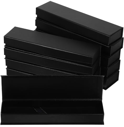 POPETPOP 10 Stück Magnetische Stiftebox Schwarz Hochwertige Füllfederhalter Geschenkverpackung mit Tragbarem Design und Vielseitiger Aufbewahrung für Kugelschreiber Schmuck Uhren