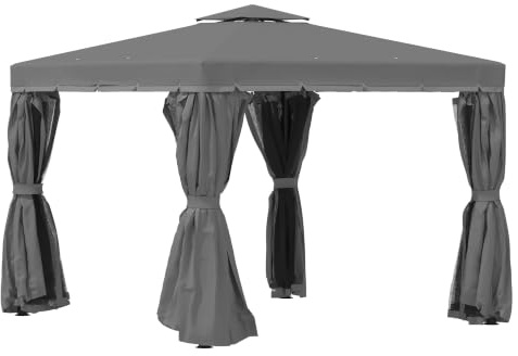 Outsunny Tonnelle de Jardin Extérieur Barnum Toit Double 3x3m Gris Foncé