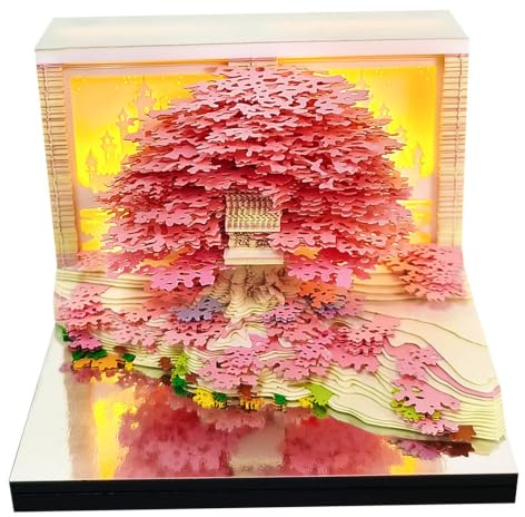 Calendrier 3d 2027 bloc-notes 3D détachable avec lumière LED, calendrier de bureau et porte-notes, Style thème île, arbre de mer, fleur