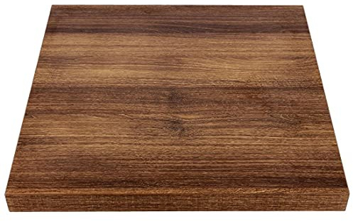 Bolero Pre-Drilled Square Table Top 48mm Thick, Rustic Oak 700mm | Swaps onto compatible bases for fast self-assembly, with an easy-to-wipe PVC edge suited for indoor dining areas.