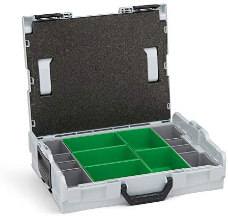 Sortimentskasten Kunststoff klein | L-BOXX 102 (grau) mit Insetboxenset D3 | Profi Werkzeugkoffer leer inkl. Sortimentskasten Einsätze