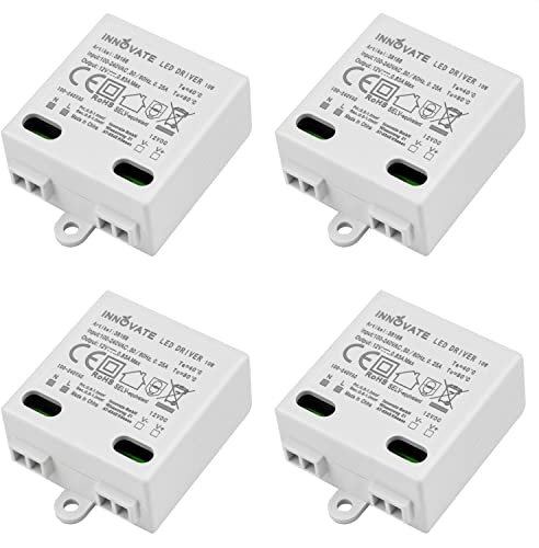Innovate LED Trafo Mini 12V/DC, 0-10W - Mini Transformator - 12V Netzteil - LED Driver - Gleichstrom Treiber - sehr klein und flach - keine Mindestlast nötig - 4 Stück