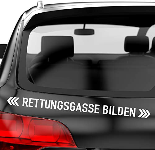PrintAttack P002 | Rettungsgasse bilden - Auto Aufkleber 60 cm Breite | Aufkleber | Auto | Car | Heckscheibe | Heck (010 Weiß)