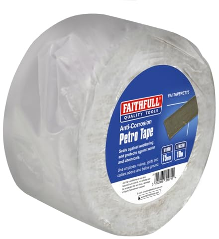 Faithfull FAITAPEPET75 Petro Anti-Corrosion Weatherproof Tape 75mm x 10M for Protection of Exposed Metal Pipework