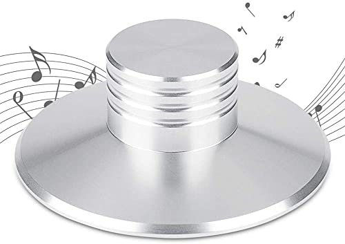 Hakeeta Schallplattengewicht Clamp Metal Disc Stabilizer mit Anzeigedrehzahl der LP-Disc, geeignet zum Einstellen des LP-Schallplattenspielers, CD-Players, Gehäuses, Lautsprechers.(Silber)
