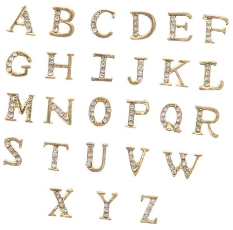 1 Set DIY nail art stickers nail art charms Rhinestone Manicure Decals Alphabet Nail Art Stickers Alloy Nail Decoration sticker by letter Alphabet Nail Sticker gem 3d nail stickers