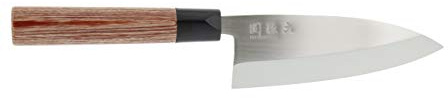KAI Seki Magoroku Redwood Deba 15,5 cm Klingenlänge - 1K6 Edelstahl mit 57 (±1) HRC - hochglanzpolierte Klinge - Pakkaholz Red Wood - Handgefertigt in Japan