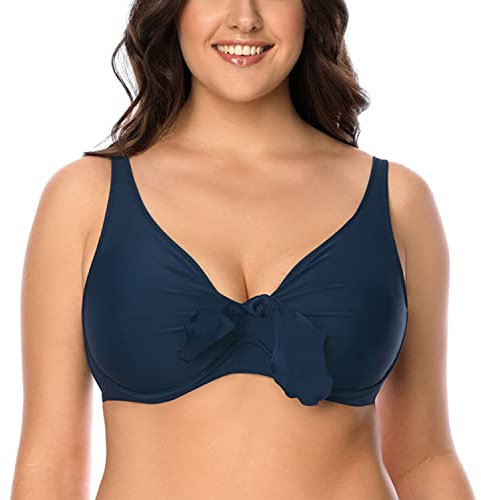 Vivisence 3202 Underwired Non Padded Bikini Top Smooth Made in EU, Dark Blue,38DD