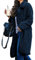 YMING Women's Winter Teddy Fleece Coat Soft Lapel Plush Jacket Faux Fur Coat Long Warm Cardigan Navy Blue XL