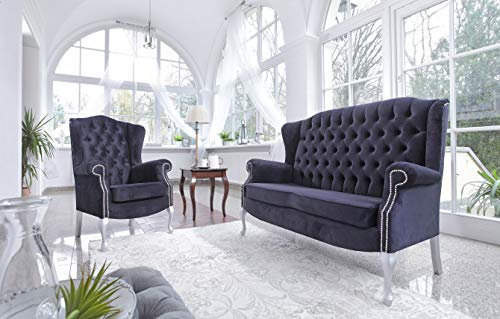 jvmoebel Klassische Chesterfield Sofagarnitur 3+2 Sitzer Sofa Couch Polster Samt Textil