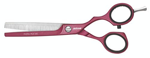 Modellierschere JAGUAR PASTELL PLUS OFFSET BERRY 40 5.5 - Offset Design, geschmiedeter Spezialstahl, feine Verzahnung