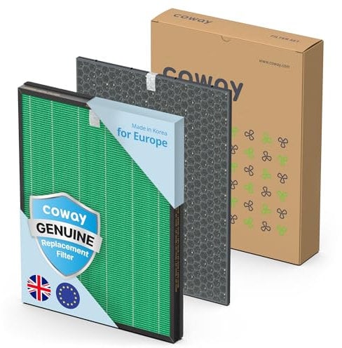 COWAY Airmega 150 Air Purifier Replacement Filter Set, AP-1019C, 2 Filters, GreenHEPA, Activated Carbon, One-year Lasting, Genuine Filterset, GreenHEPA Designed for Europe, Made in Korea
