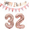 Luftballons 32.geburtstag deko frauen rosegold+Happy Birthday Girlande +Wimpelkette 40Zahlen Ballon 32 Luftballons 32 Jahre Geburtstag Dekoration frau Geburtstagdeko 32 Geburtstag deko rosegold(32)
