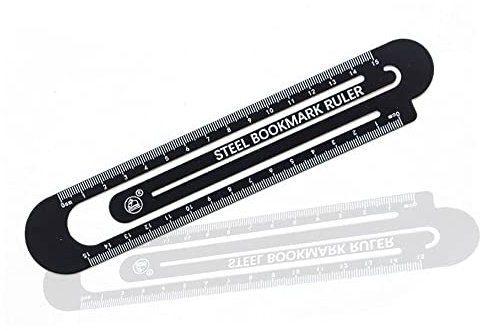 Metall-Lesezeichen-Lineal, multifunktionales Lineal, Metall-Lineal, Bürobedarf, Messwerkzeug (schwarz, 15 cm)