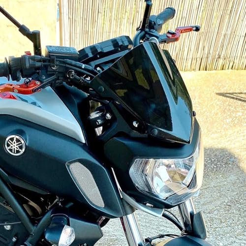 Lorababer Motorrad Frontscheibe Windschutzscheibe Airflow Doppelblasenverkleidung Kompatibel mit MT07 FZ07 MT FZ 07 MT-07 FZ-07 2018-2020 2019 18 19 20 (Rauch)