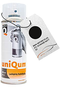 uniQum Autolack Spraydose für BMW MOTORCYCLES KTL SCHWARZ MATT 121 Autolack Reparatur 400 ml