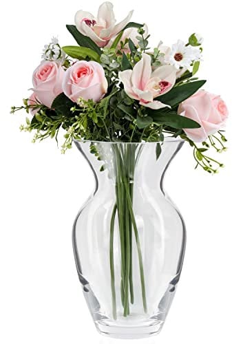 Belle Vous Jarrón Decorativo Vidrio Transparente 18 cm - Jarrón para Flores Moderno - Florero Cilíndrico para Decorar el Hogar/Bodas - Florero Cristal Centro de Mesa y Oficinas