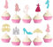 Gyufise 36Pcs Princess Cupcake Toppers Colorful Glitter Mermaid Girl Castle Carriage High Heel Crown Cupcake Picks Princess Theme Baby Shower Girls Birthday Party Cake Decorations Supplies