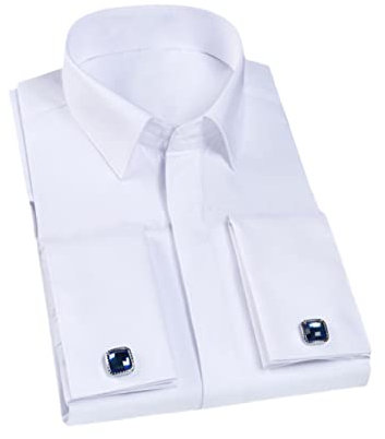Chemise de bureau pour homme avec boutons cachés sur le devant sans poche - Coupe standard, blanc, L