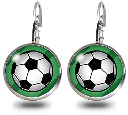 Fördeblau Fußball Ohrhänger für Fußballfans aus Edelstahl – Stilvolle 12mm Ohrringe für Fans der beliebtesten Sportart, Handgefertigter Fanschmuck