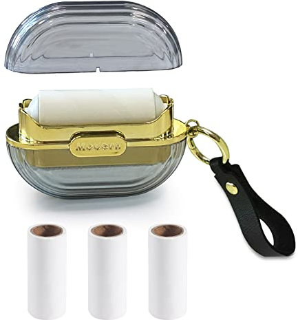 Modixun Rouleau Anti-Peluches de Voyage Double Face avec dragonne, réutilisable, Mini Extra Collant pour, avec 4 recharges, Gris