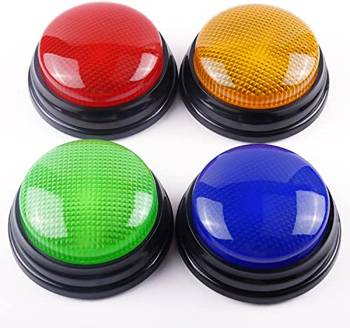 BEAN LIEVE enseñanza zumbador de Respuesta, Juguete de botón de Sonido y luz (Juego de 4 Piezas), Accesorios de zumbador de espectáculos de Juegos, Multicolor