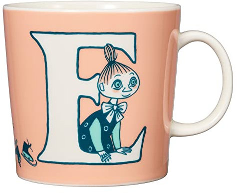 Arabia Moomin Henkelbecher ABC Buchstabe E, aus Vitroporzellan, Fassungsvermögen: 400ml, Maße: 12 x 9,4 x 9 cm, 1066899