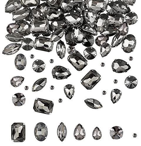 186 Stück Grau Glass Rhinestones,Strasssteine Zum,Strasssteine Zum Aufnähen,Große Strasssteine,Strasssteine Kristall,Schmucksteine, Kleidung Diy Handwerk Kleidung Schuhe Taschen (Grau)