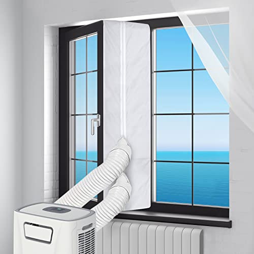 flintronic Air Conditioner Window Seal, 500cm/197Inch Portable Universal Conditioner Window Kit with Zip, Anti-Mosquito Waterproof Resistant Window Seal Unit for Mobile Air Conditioner, Tumble Dryer