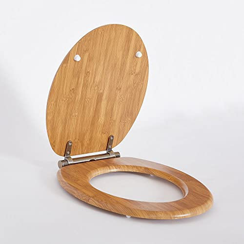 Milano Richmond Traditional 375mm x 435mm Oak Effect Toilet WC Seat Top Fix Gold Soft Close Hinges