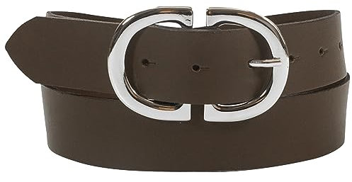 fashionchimp Basic Damengürtel aus 100% echtem Leder, Ledergürtel mit eleganter Doppelschließe, Breite ca. 3,3cm, Made In Germany (Schoko-Montana, 110/BW95)
